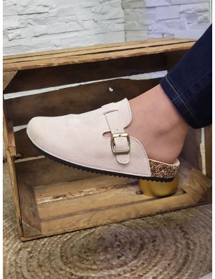 Sabots femme daim basic Maya beiges