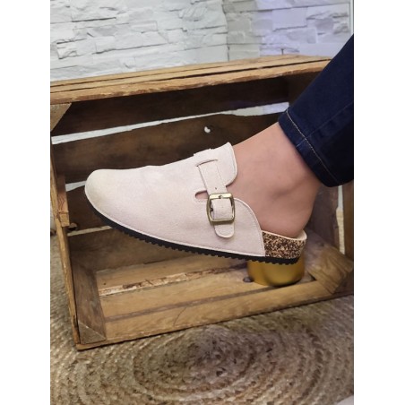 Sabots femme daim basic Maya beiges