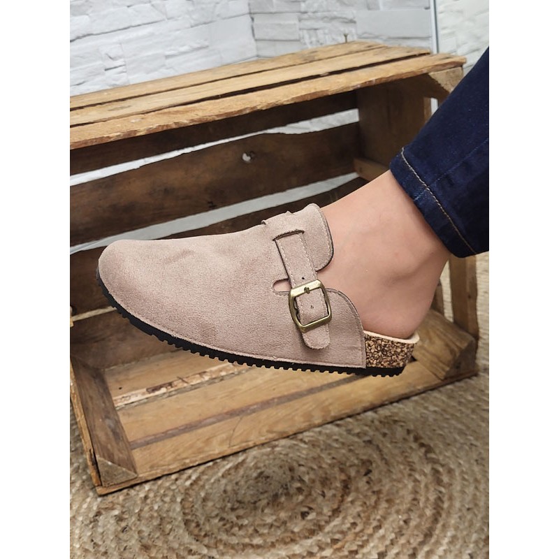 Sabots femme daim basic Maya taupe