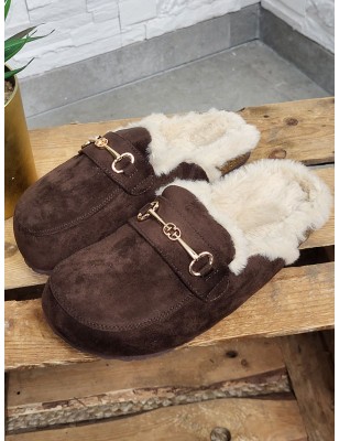 Sabots femme daim fourrés Narnia marron
