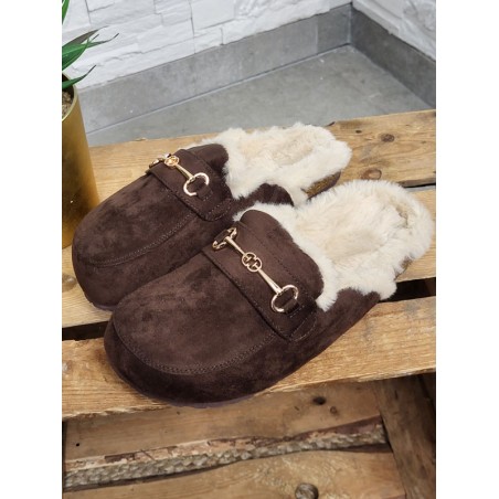 Sabots femme daim fourrés Narnia marron