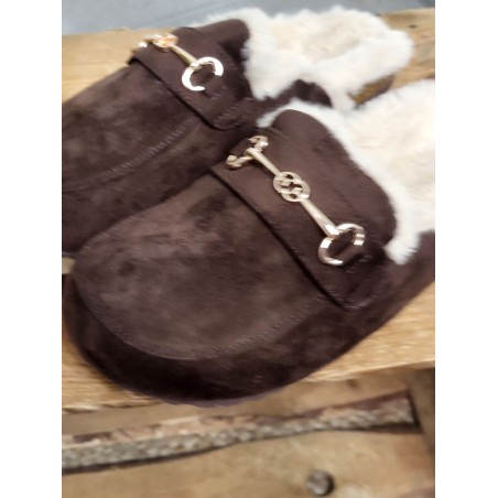 Sabots femme daim fourrés Narnia marron