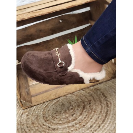 Sabots femme daim fourrés Narnia marron