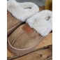 Chaussons femme daim fourrés Mindra beiges