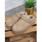 Boots chaussons femme daim fourrées Audrey beiges