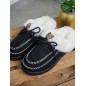 Chaussons femme daim fourrés Indiana noirs Chaussons femme daim fourrés Indiana noirs