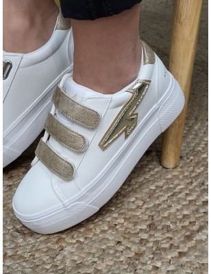 Baskets femme scratchs Kaporal Clovia blanches