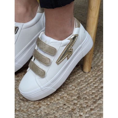 Baskets femme scratchs Kaporal Clovia blanches