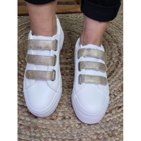 Baskets femme scratchs Kaporal Clovia blanches