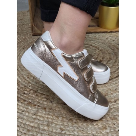 Baskets femme scratchs Kaporal Clovia rose gold
