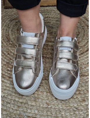 Baskets femme scratchs Kaporal Clovia rose gold