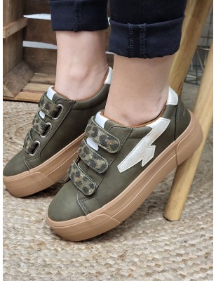 Baskets femme scratchs Kaporal Clovia kaki