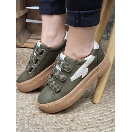 Baskets femme scratchs Kaporal Clovia kaki