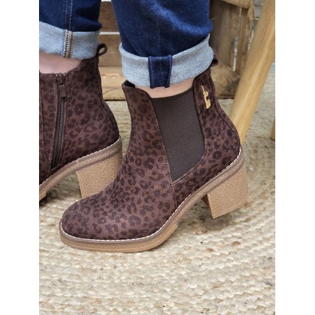 Bottines à talon femme LPB Maena leopard marron