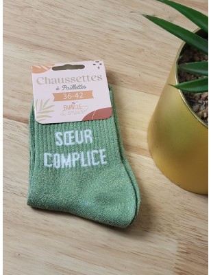 Chaussettes à paillettes "sœur complice" vertes