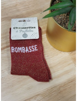 Chaussettes à paillettes "bombasse" bordeaux