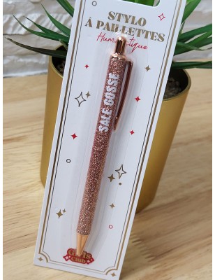 Stylo à paillettes "sale gosse" rose