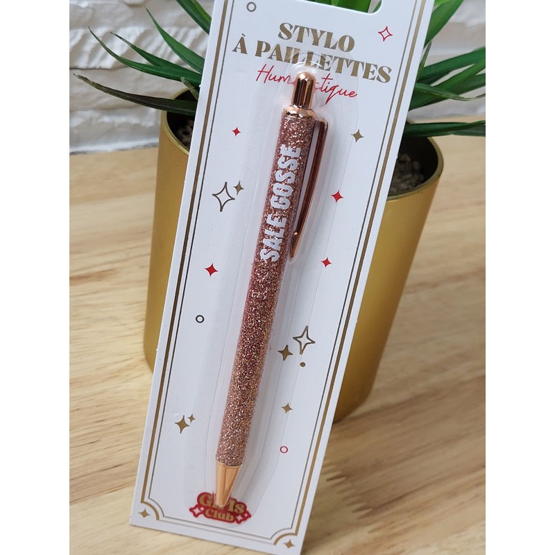 Stylo à paillettes "sale gosse" rose