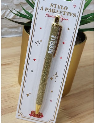 Stylo à paillettes "rebelle" doré