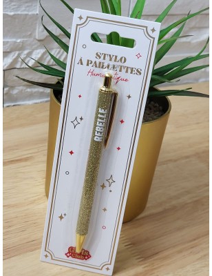 Stylo à paillettes "rebelle" doré