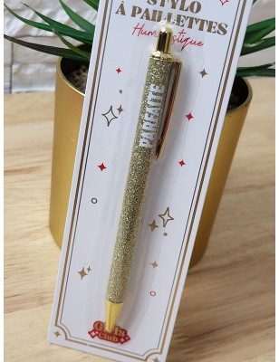 Stylo à paillettes "parfaite" doré