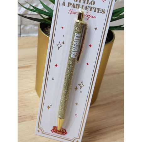 Stylo à paillettes "parfaite" doré
