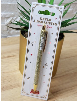 Stylo à paillettes "parfaite" doré