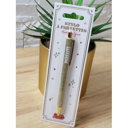 Stylo à paillettes "parfaite" doré