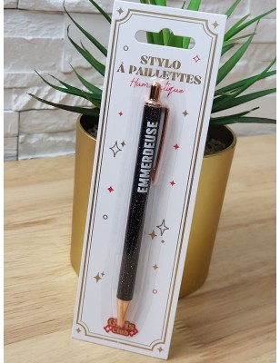 Stylo à paillettes "emmerdeuse" noir