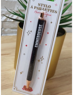 Stylo à paillettes "emmerdeuse" noir