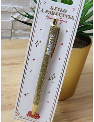 Stylo à paillettes "bichette" doré