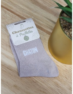 Chaussettes à paillettes "chaton" roses