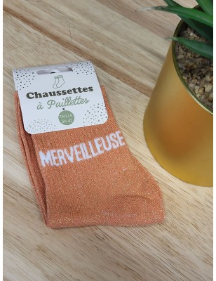Chaussettes à paillettes "merveilleuse" orange