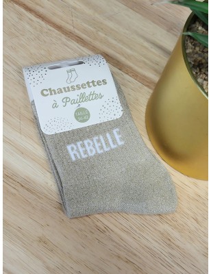 Chaussettes à paillettes "rebelle" dorées