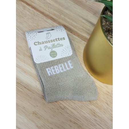 Chaussettes à paillettes "rebelle" dorées
