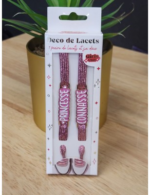 Lacets à paillettes "princesse connasse" roses
