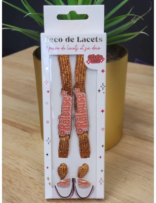 Lacets à paillettes "raleuse" orange