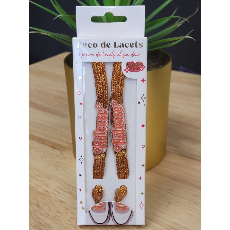 Lacets à paillettes "raleuse" orange