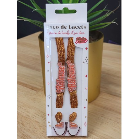 Lacets à paillettes "raleuse" orange