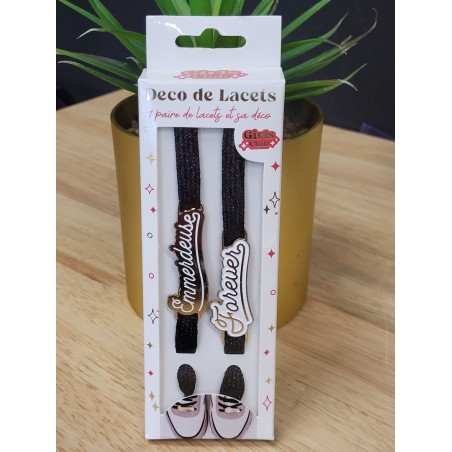 Lacets à paillettes "emmerdeuse forever" noirs