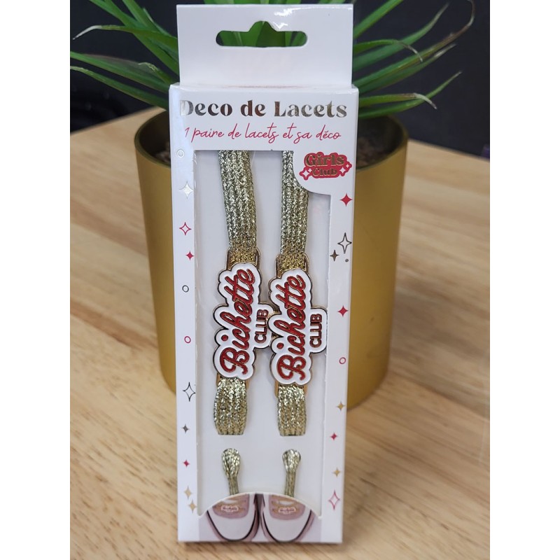 Lacets à paillettes "bichette club" dorés