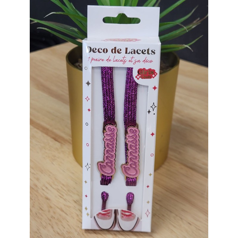 Lacets à paillettes "connasse" violets