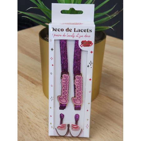 Lacets à paillettes "connasse" violet