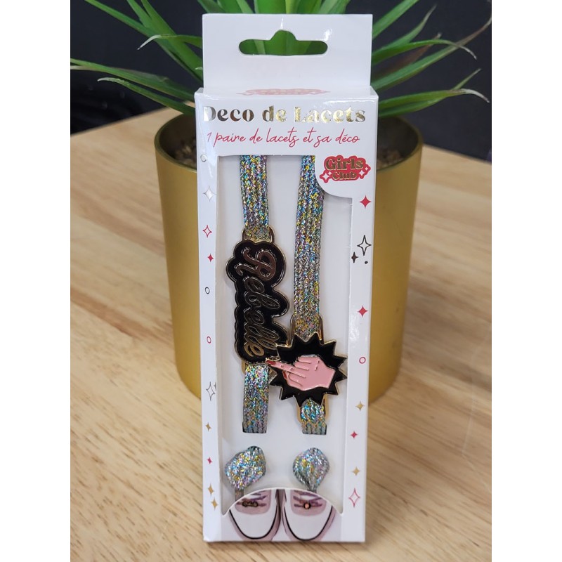 Lacets à paillettes "rebelle" multicolores