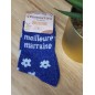 Chaussettes à paillettes "meilleure marraine" bleues