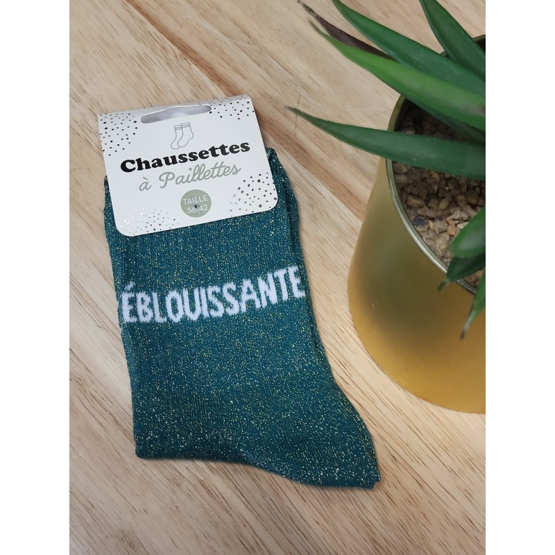 Chaussettes à paillettes "éblouissante" vertes