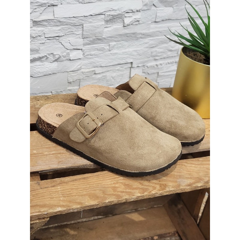 Sabots femme daim basic Morella taupe