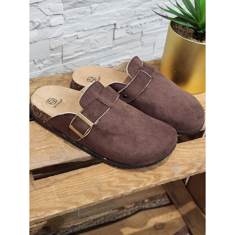 Sabots femme daim basic Loella marron