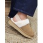Chaussons femme daim fourrés Pepe Jeans Dissy tape camel