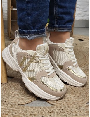 Baskets femme sneakers Vanessa Wu Jillian beiges